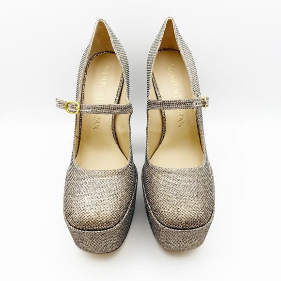 Stuart Weitzman Skyhigh 145 Mary Jane Platform Pumps US 9.5 Beige Metallic NWOB - Picture 7 of 14